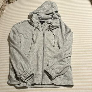 Grey cropped hoodie zip up jacket